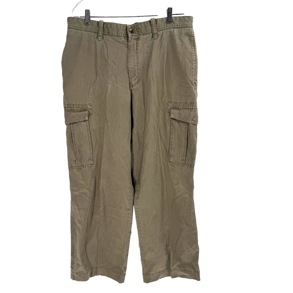 Eddie Bauer Utility Cargo Pants Men's 35X30 Khaki Outdoor Canvas Camping Hiking